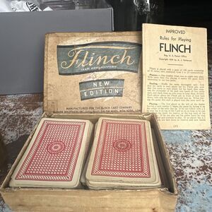 Vintage Card Game Flinch With Instructions Original box 1934 Parker Bros. Used